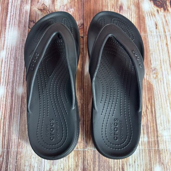 Crocs CLASSIC II Womens Size 9 Black Flip Flop Thong Sandals Shoes Mens Sz 7 - Picture 5 of 9